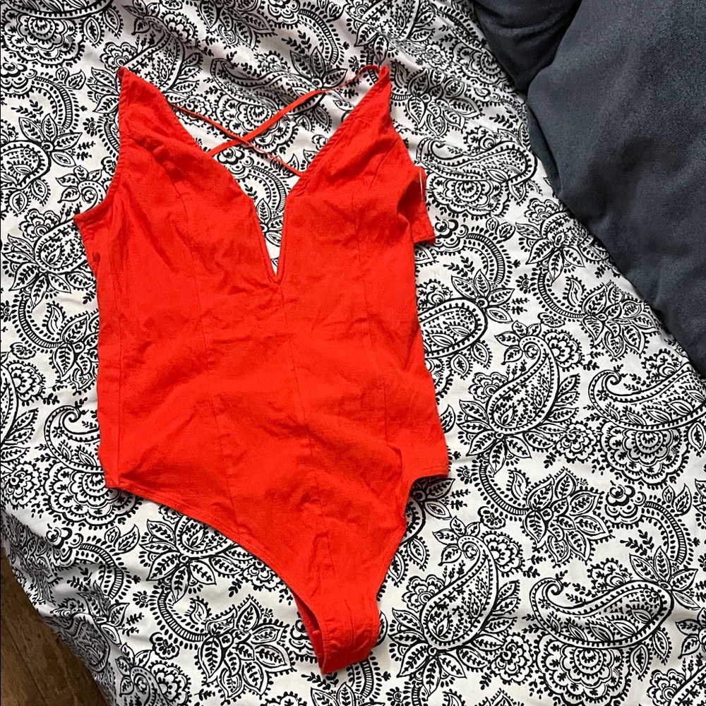 Free People Intimately red thong bodysuit Small